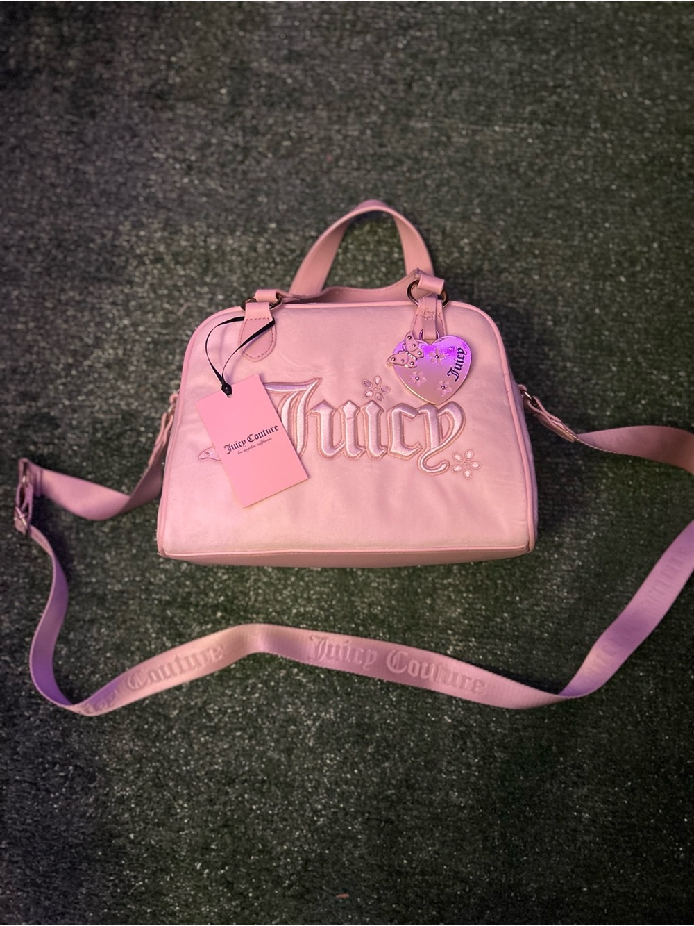 Y2K Juicy Couture Pink Logo Satchel Bag with Detachable Strap